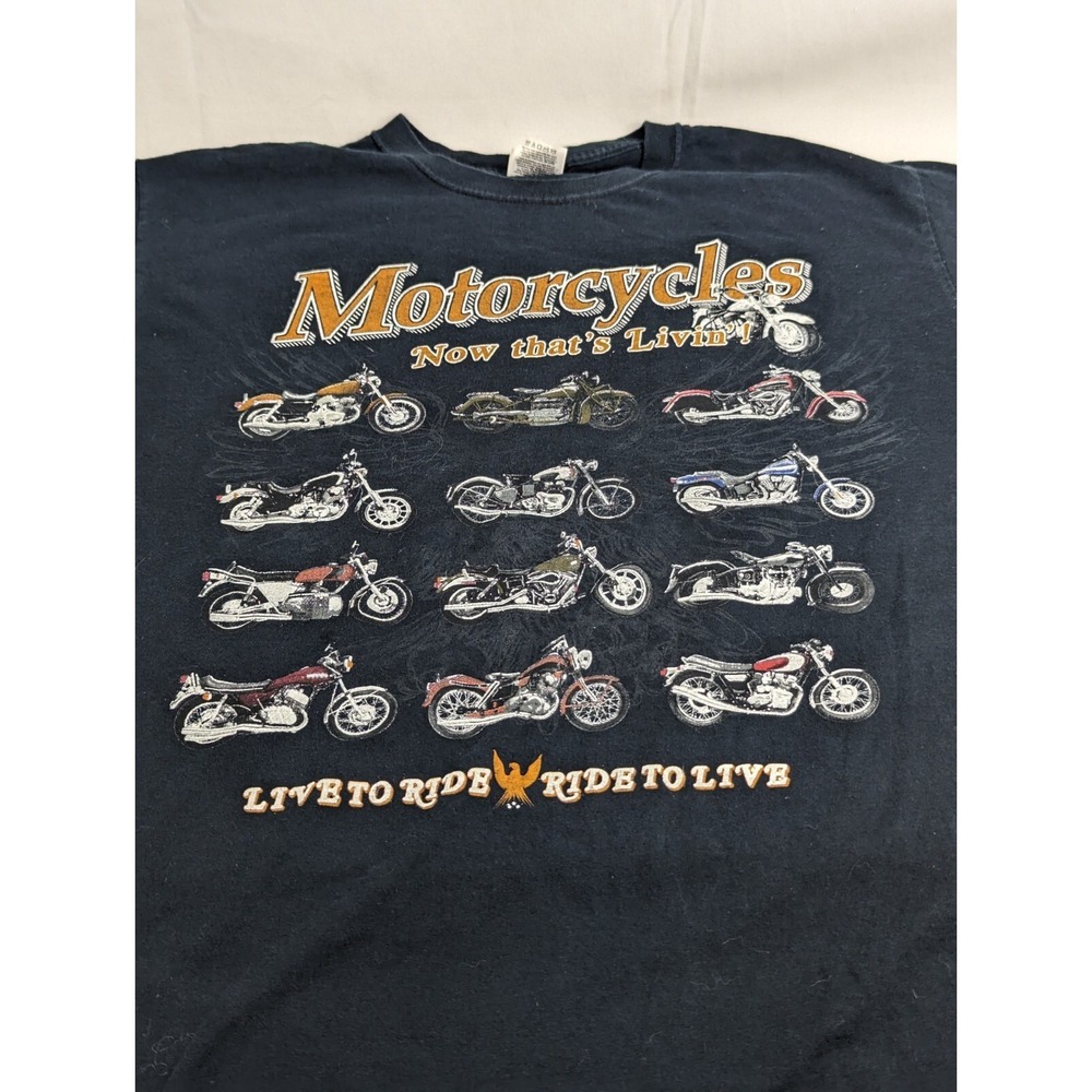 2/$20 Motorcycle Men's L Black Cotton t-shirt‎ Live to Ride Motorcycles Graphic